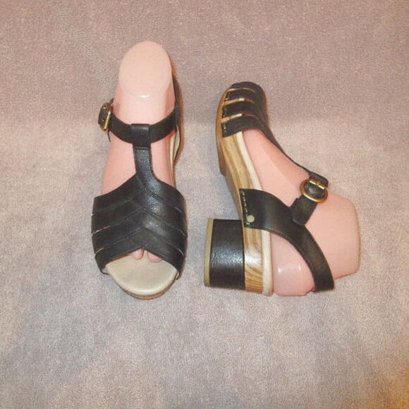 Dansko Mara Sandals Size 38 7.5 8 Leather Comfort Heel Ankle Strap Open Toe - Picture 1 of 14